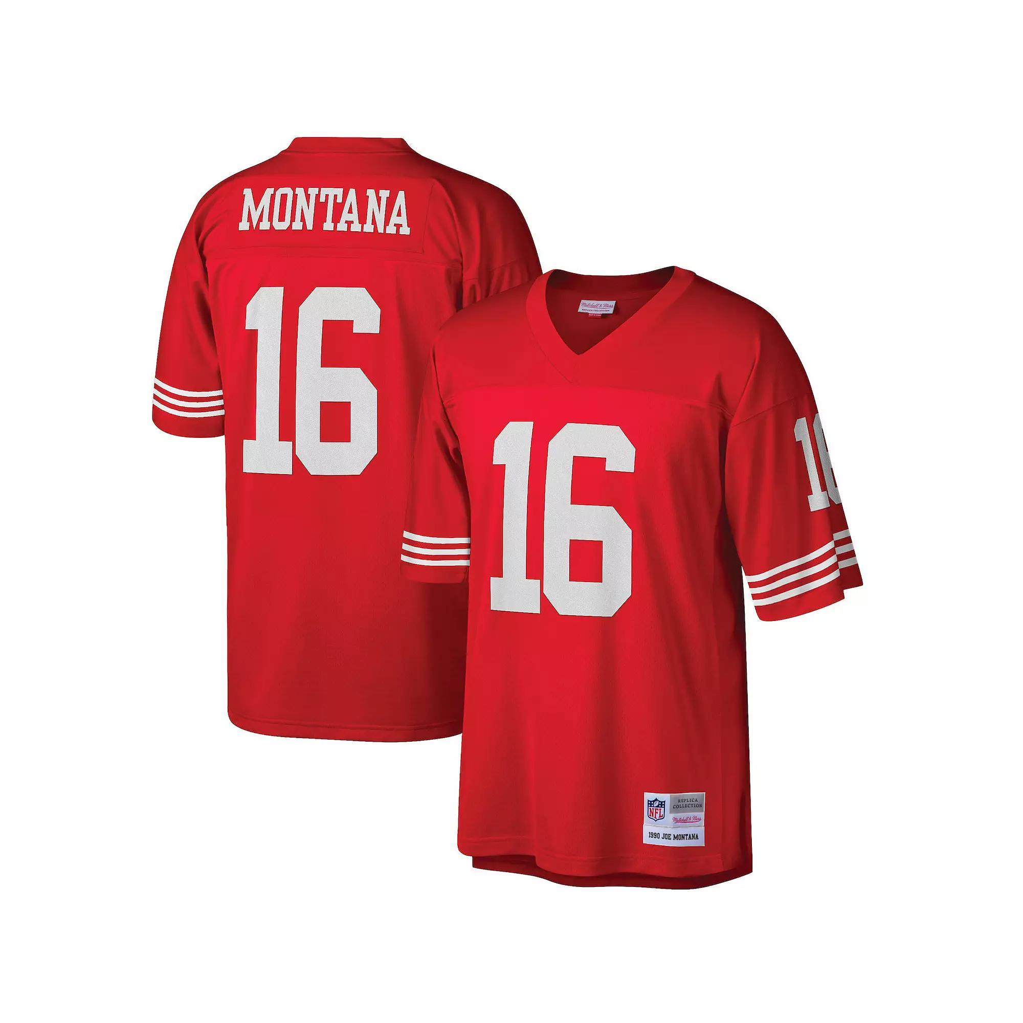 Men's Mitchell & Ness Joe Montana Scarlet San Francisco 49ers Big & Tall 1990 Retired Player Replica Jersey, Size: 3XB Product Image