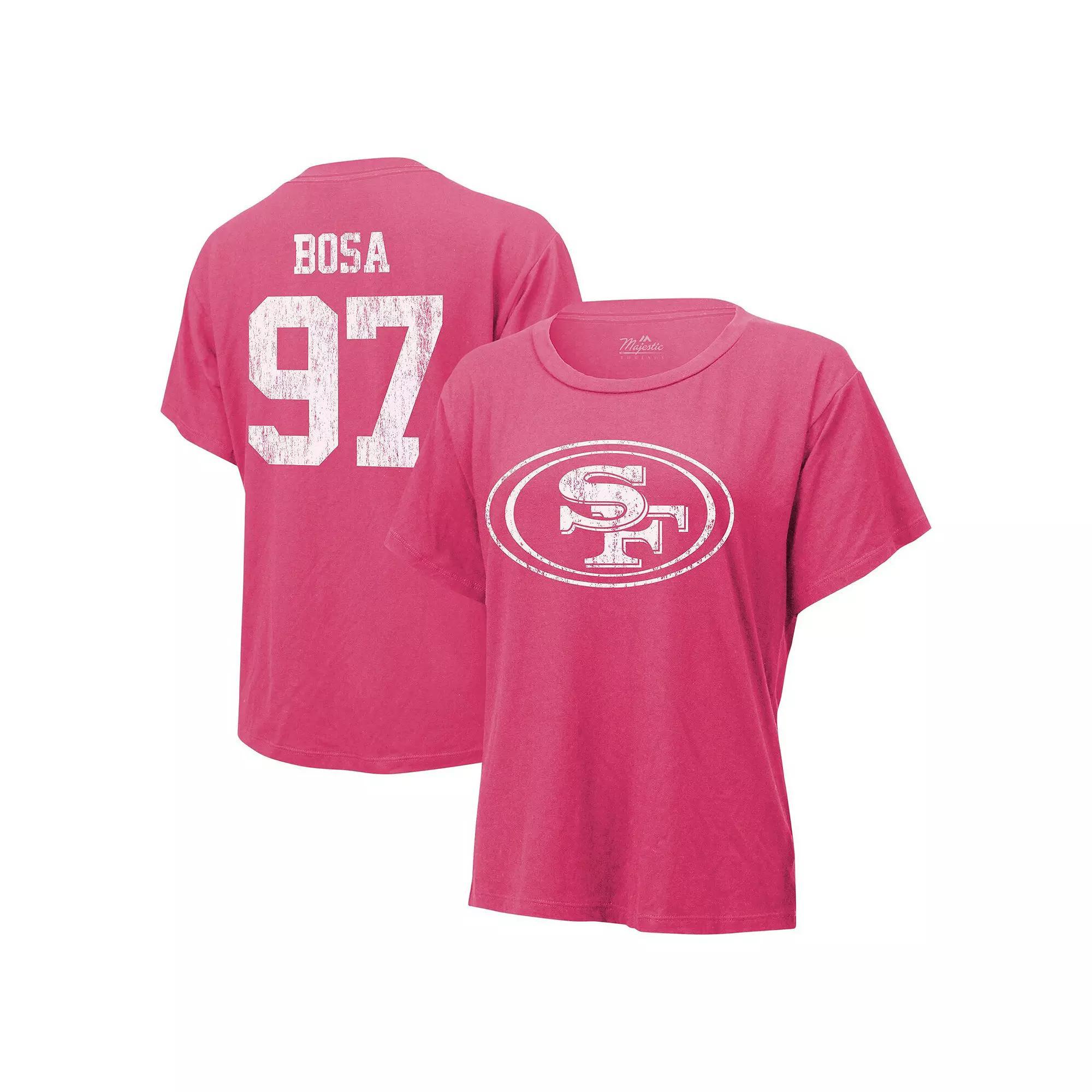 Women's Majestic Threads Nick Bosa Pink San Francisco 49ers Name & Number T-Shirt, Size: Small Product Image