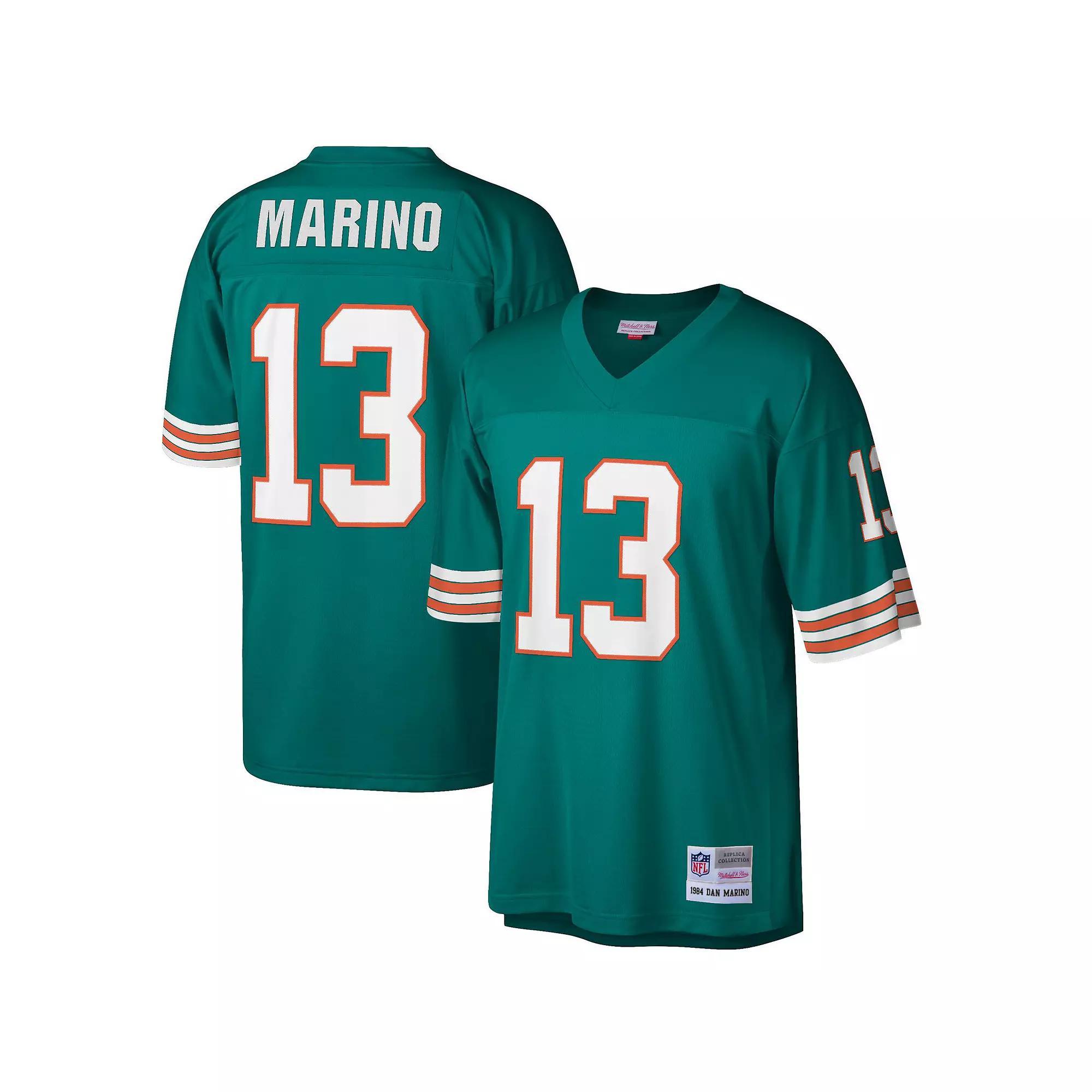 Men's Mitchell & Ness Dan Marino Aqua Miami Dolphins Big & Tall 1984 Retired Player Replica Jersey, Size: 4XB, Turquoise A Product Image