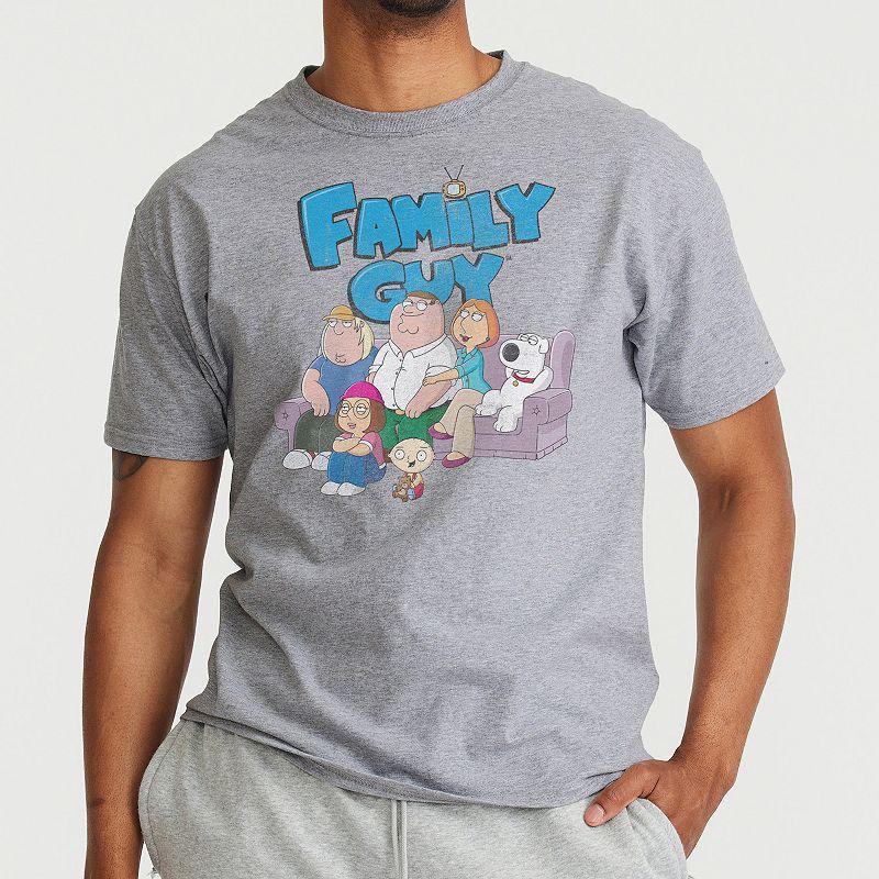 Men's Family Guy Logo and Characters Graphic Tee, Size: XL, Grey Grey Product Image
