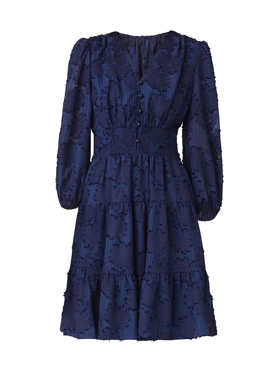 Nomi Tiered Burnout Gingham-Print Mini Dress Product Image