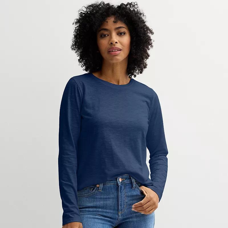 Women's Sonoma Goods For Life® Everyday Long Sleeve Crewneck Tee, Size: XS, Blue Beauty Product Image