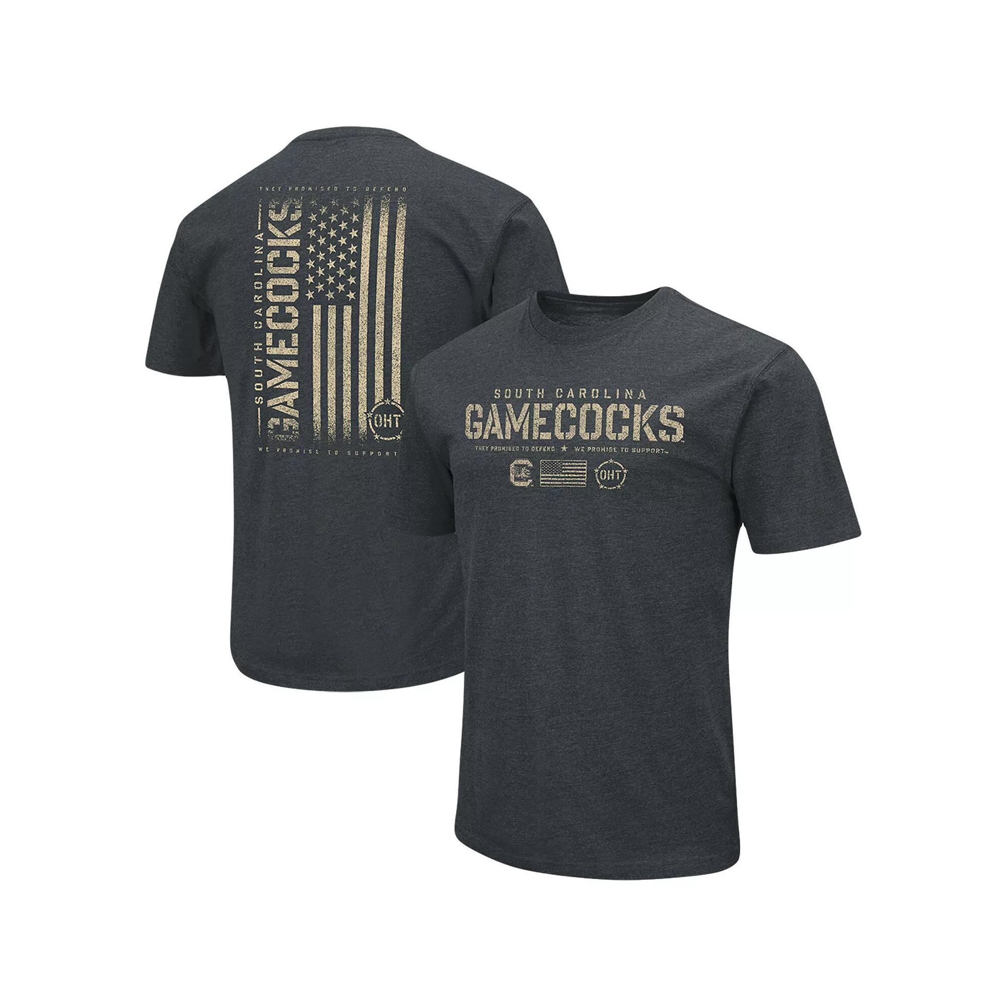 Mens Colosseum Heathered Black South Carolina Gamecocks OHT Military Appreciation Flag 2.0 T-Shirt Product Image