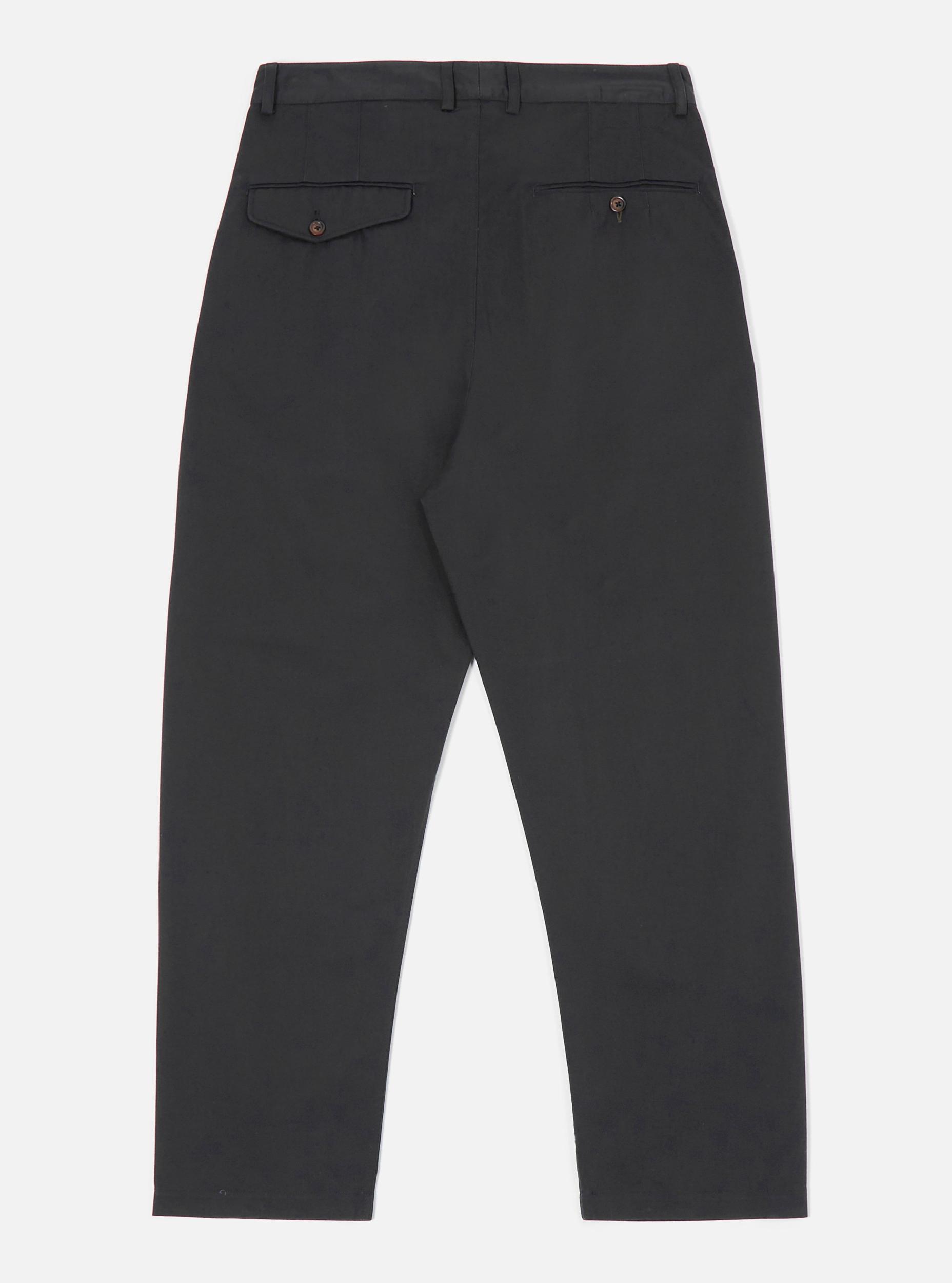 Universal Works Double Pleat Pant in Black Twill Product Image