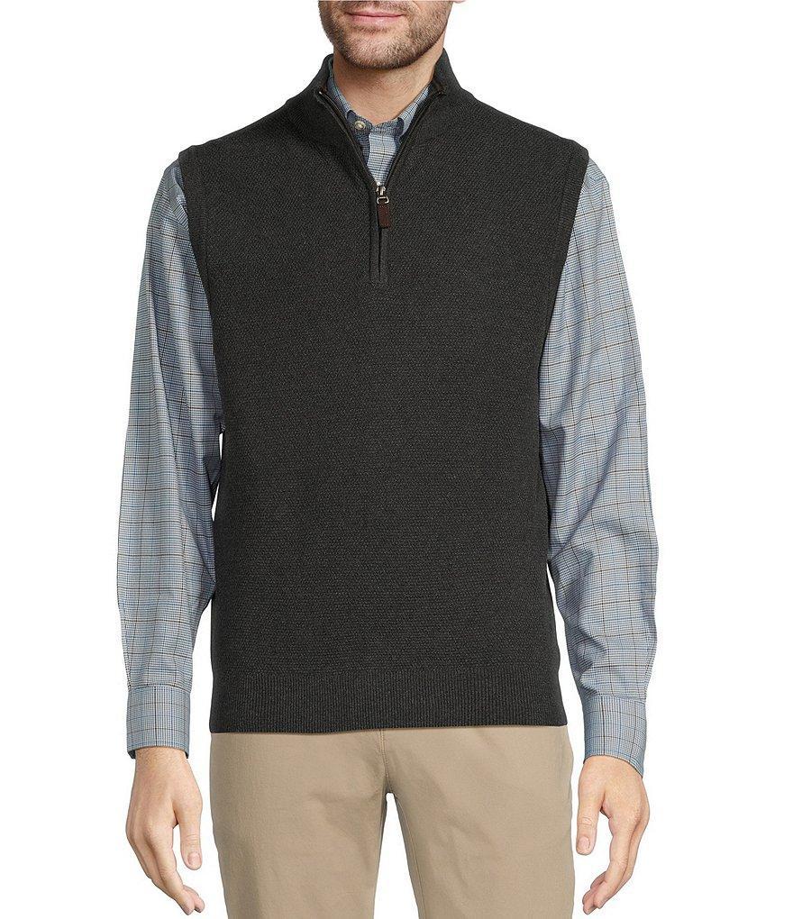Roundtree & Yorke Solid Quarter Zip Mock Neck Vest Product Image