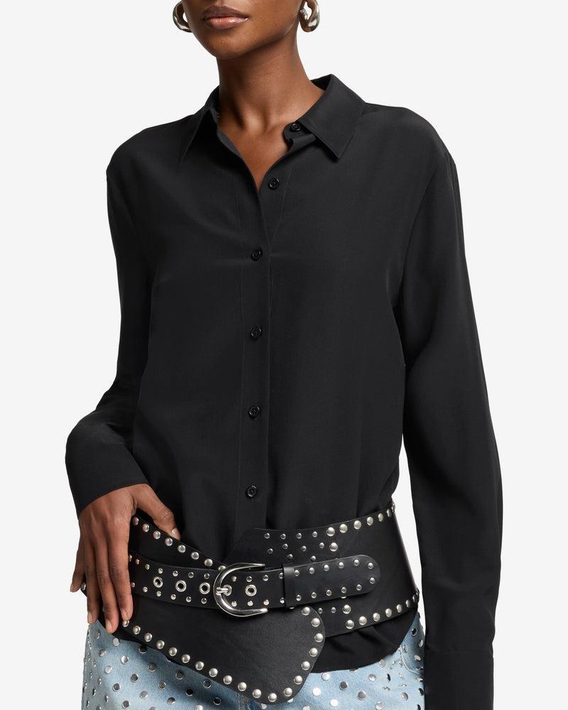 Long Sleeve Silk Blouse Product Image