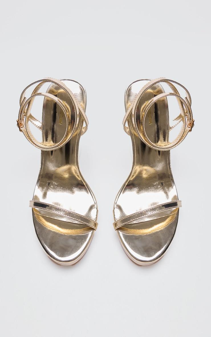 Gold Metallic Pu Round Toe Curved Heel Wedges Product Image