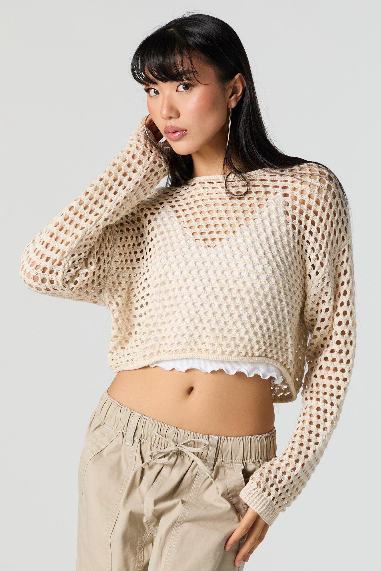 Wide Open Knit Cropped Sweater Female Product Image