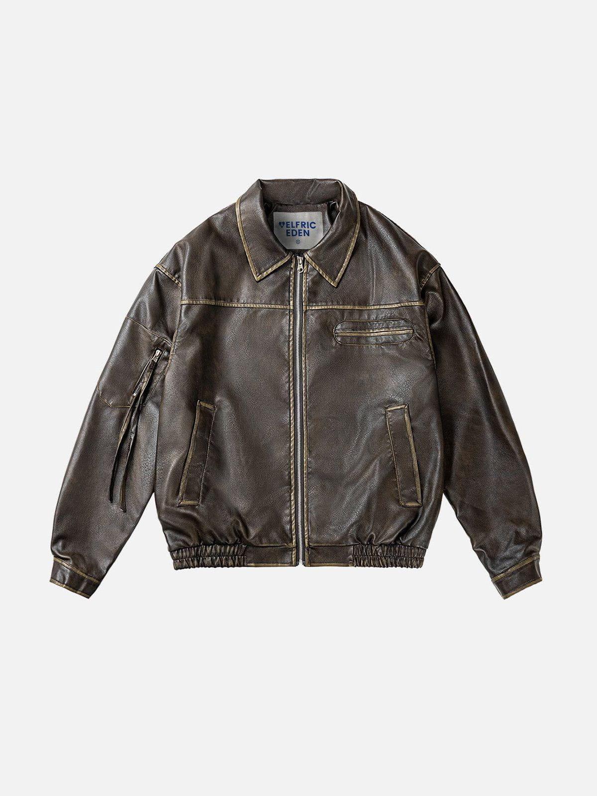Aelfric Eden Multi Pocket Faux Leather Cropped Jacket Product Image