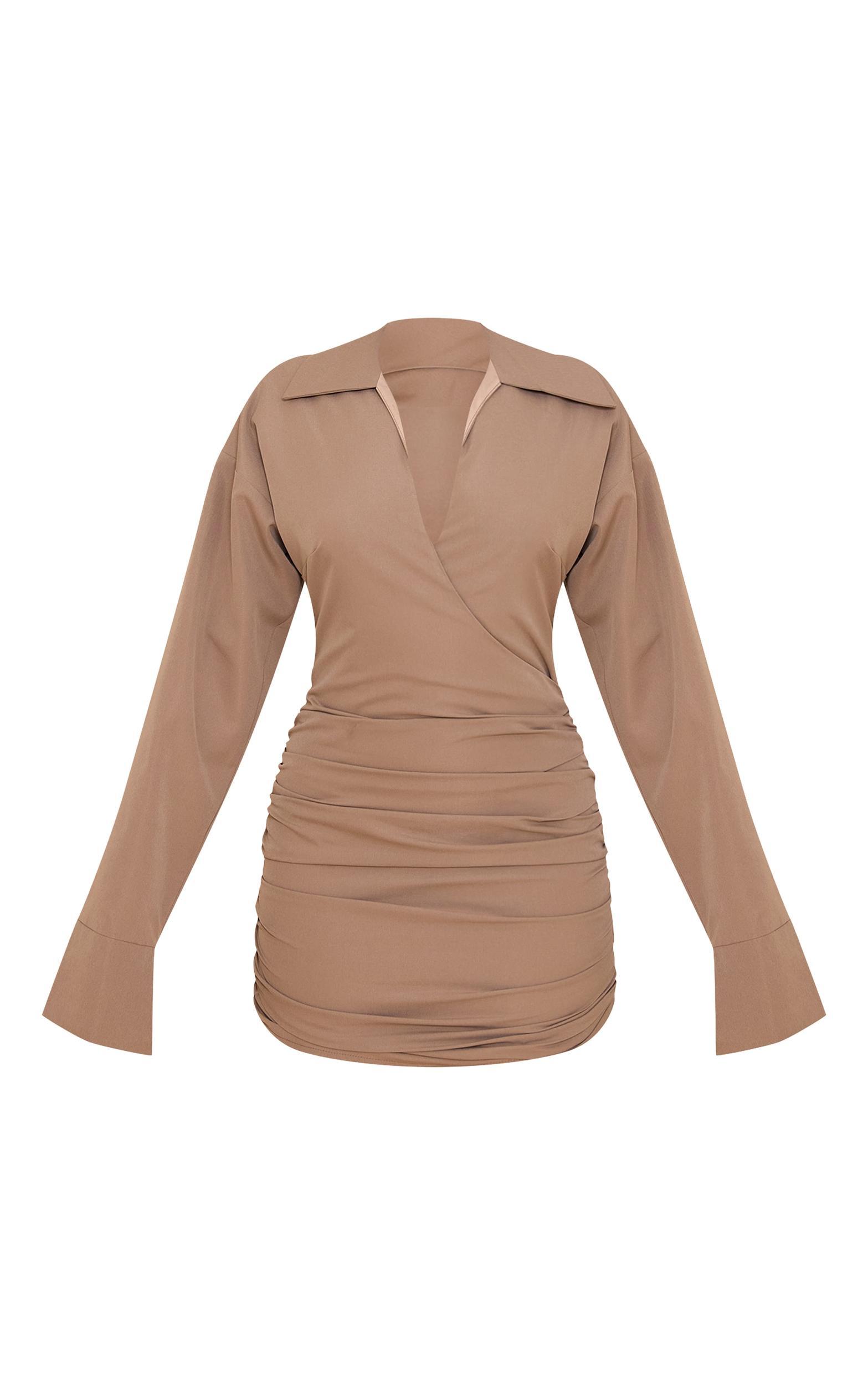 Mushroom Plunge Deep Cuff Shirt Dress Product Image
