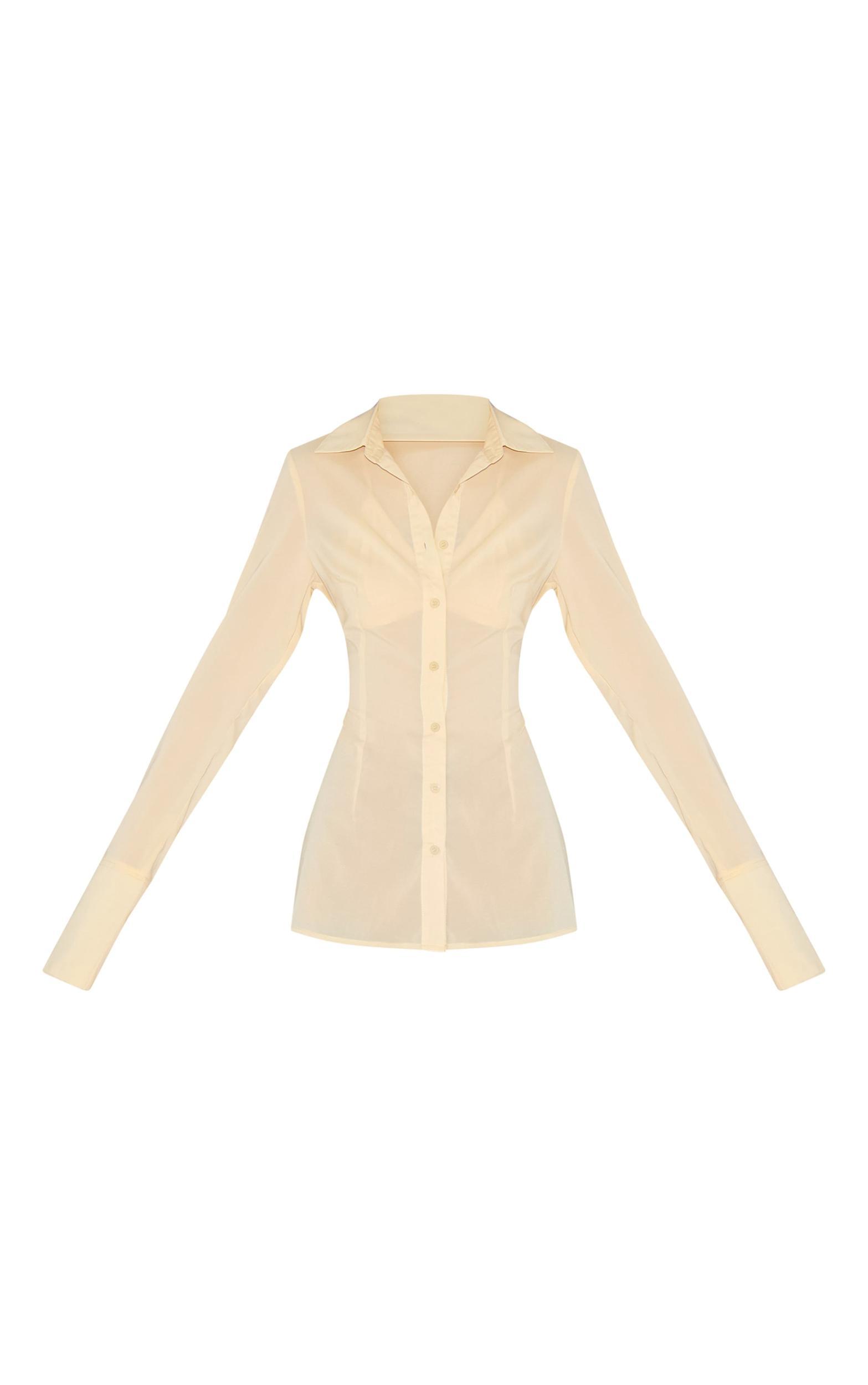 Butter Cream Chiffon Fitted Shirt Product Image