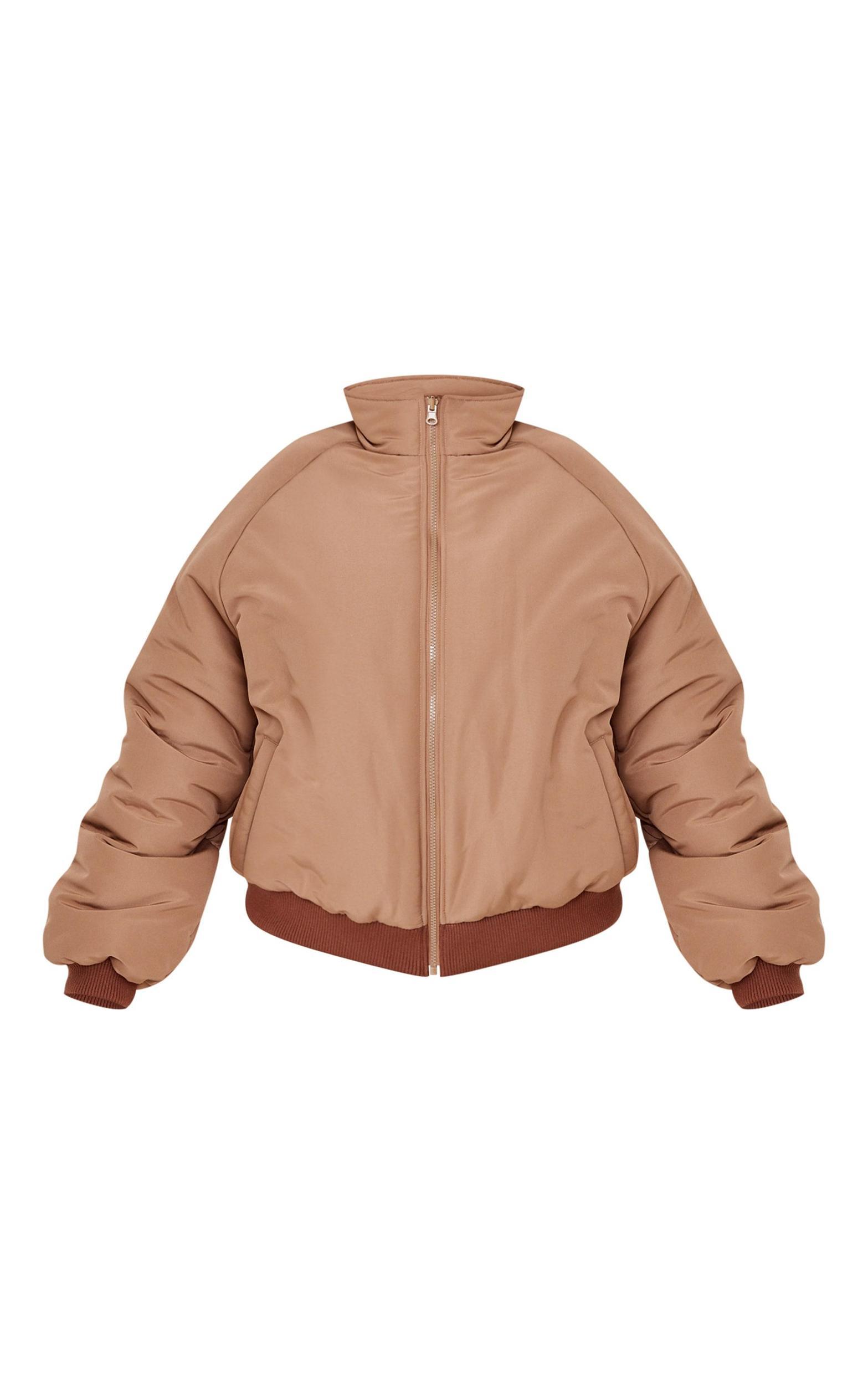 Plus Taupe And Sand Reversible Bomber Puffer Product Image
