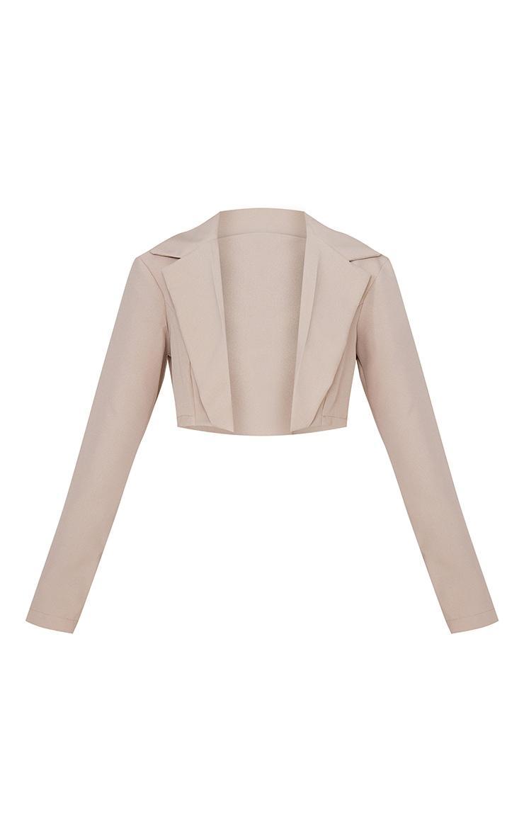 Stone Basic Seam Detail Woven Cropped Blazer Product Image