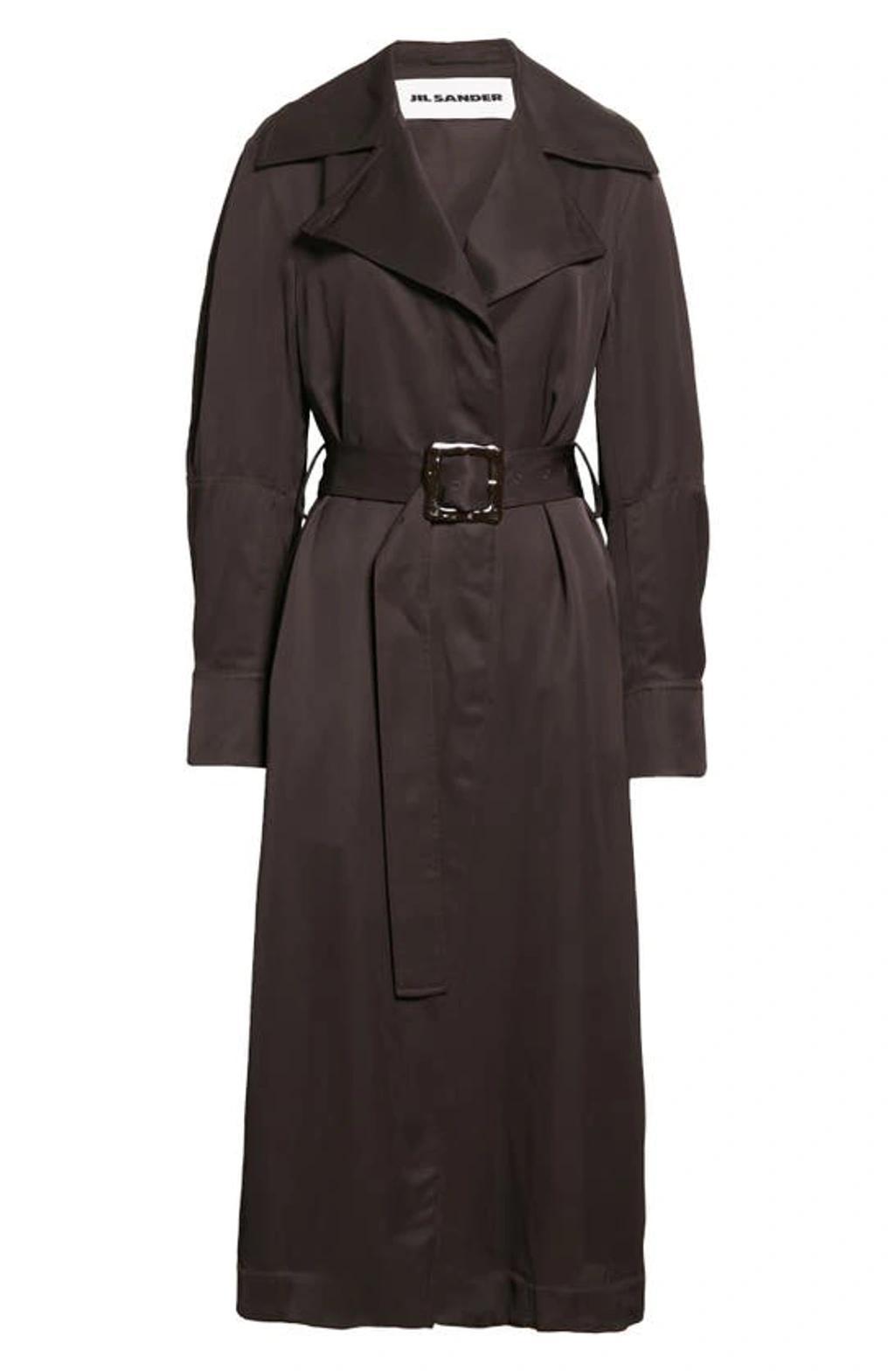 JIL SANDER Long Belted Trench Coat In Black Product Image