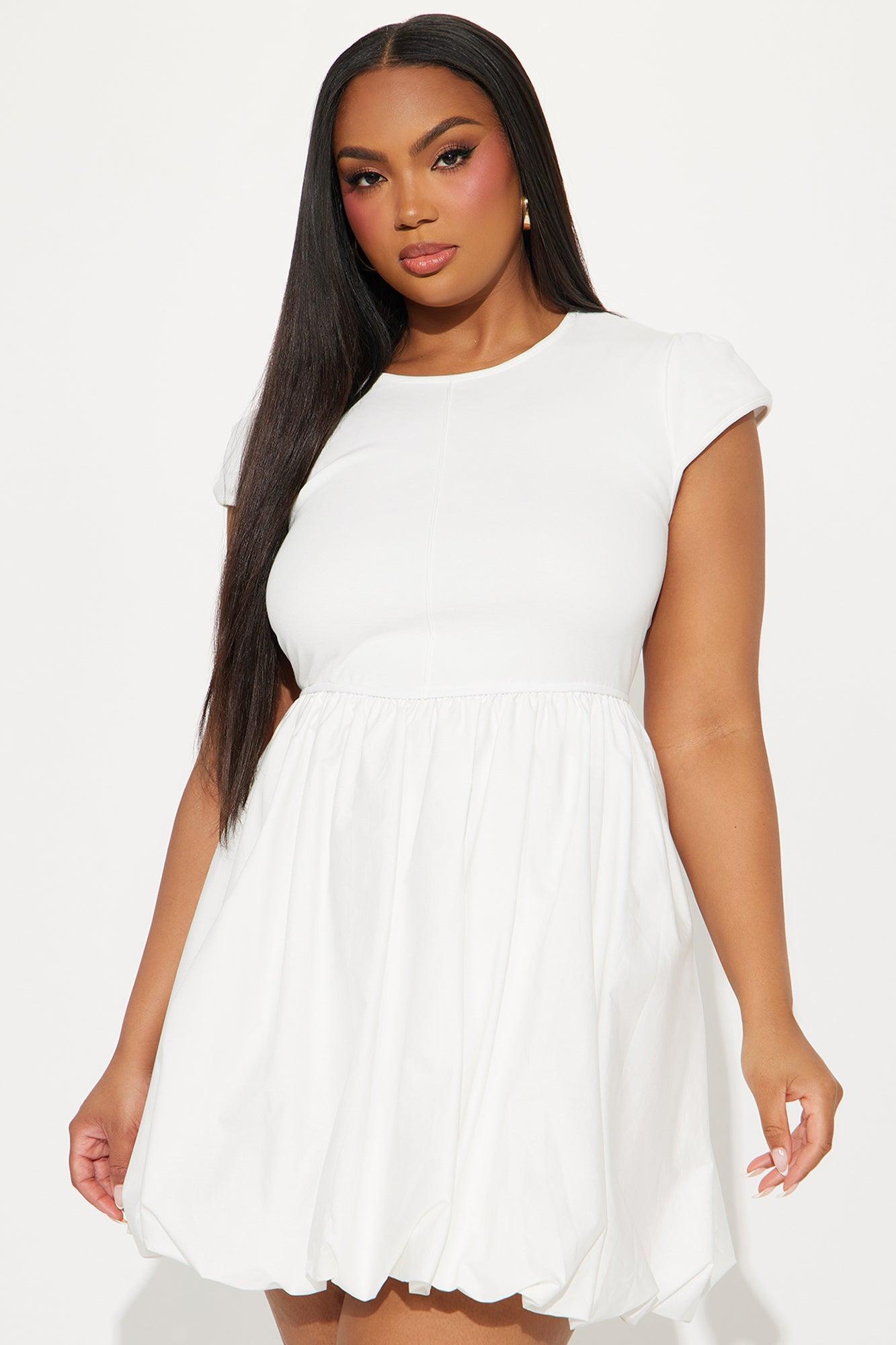 Angel Face Bubble Mini Dress - White Product Image