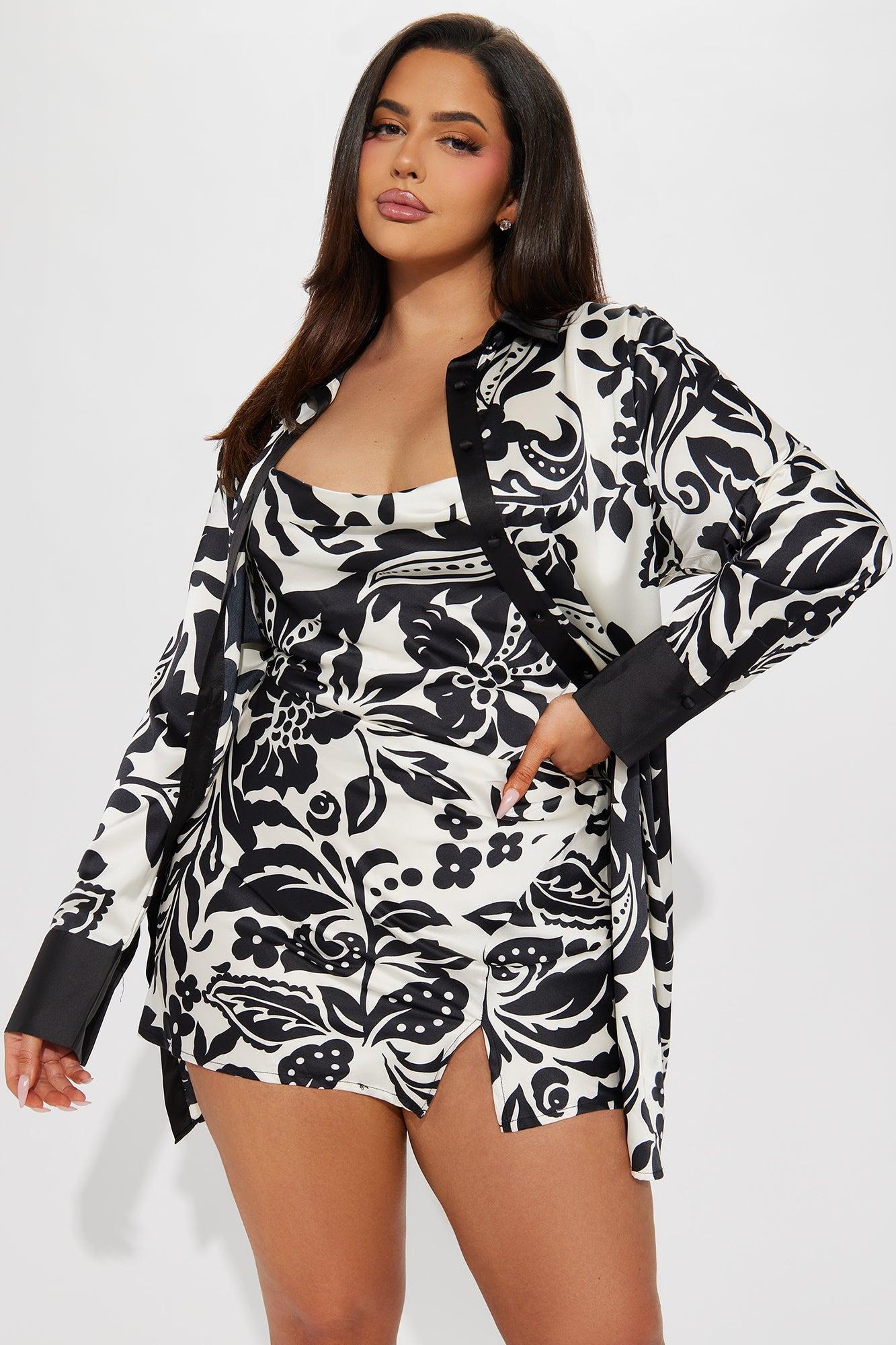 All About Luxe Satin Mini Dress Set - Black Product Image