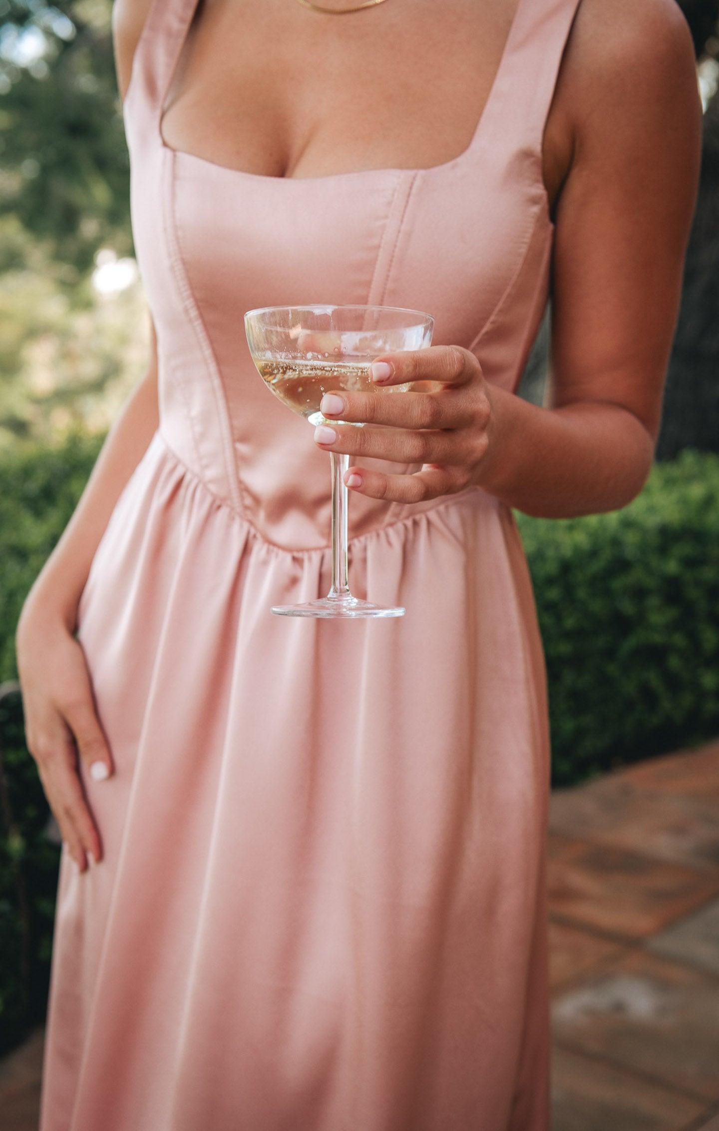 Nina Maxi Dress ~ Rose Gold Luxe Satin Product Image