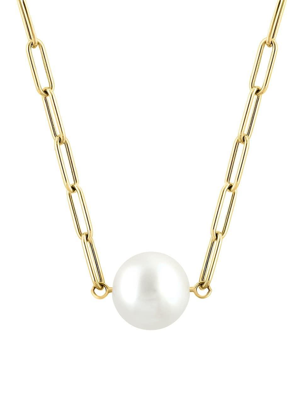 Womens 14K Yellow Gold & Freshwater Pearl Pendant Necklace Product Image