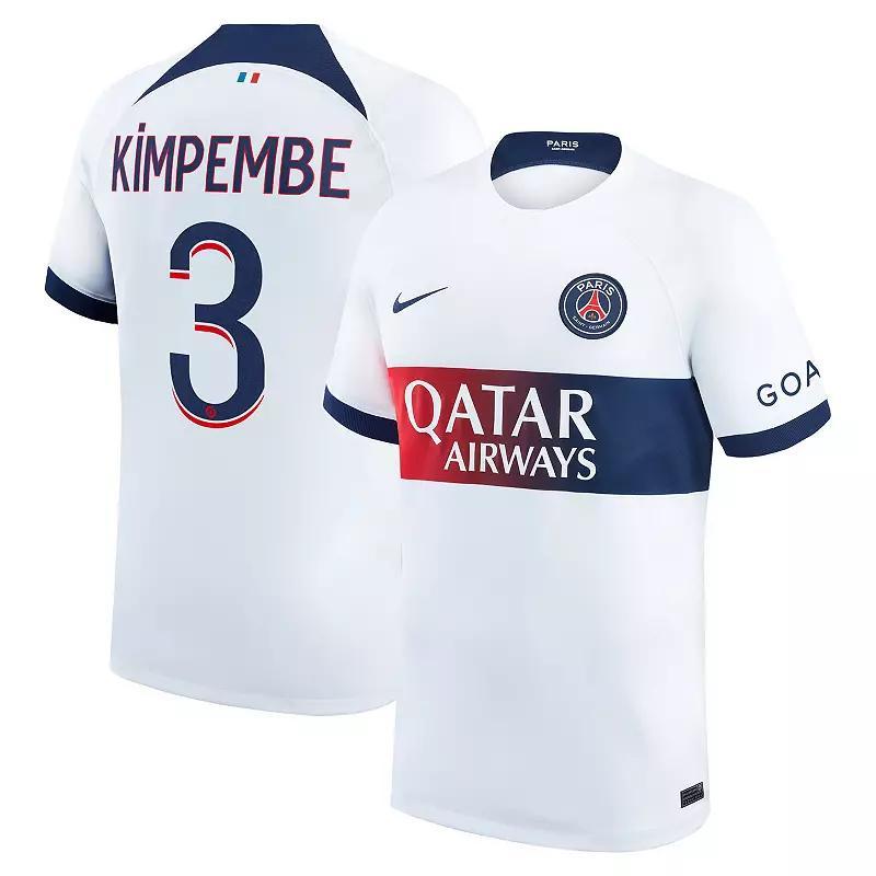 Nike Mens Achraf Hakimi White Paris Saint-Germain 2023/24 Away Stadium Replica Player Jersey - White Product Image