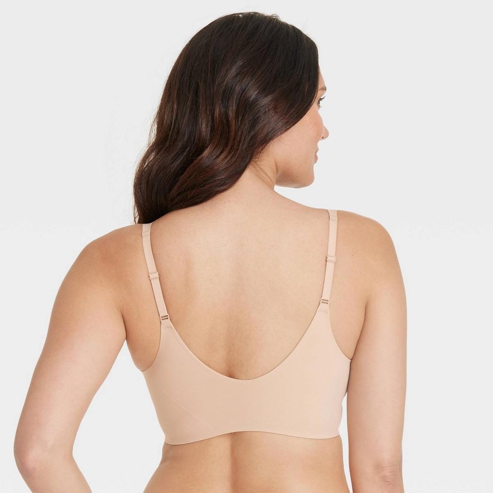Women's Luxury Collection Bonded Microfiber Plunge Bralette - Auden™ Pearl Tan XXL: V Back, Adjustable Straps Product Image