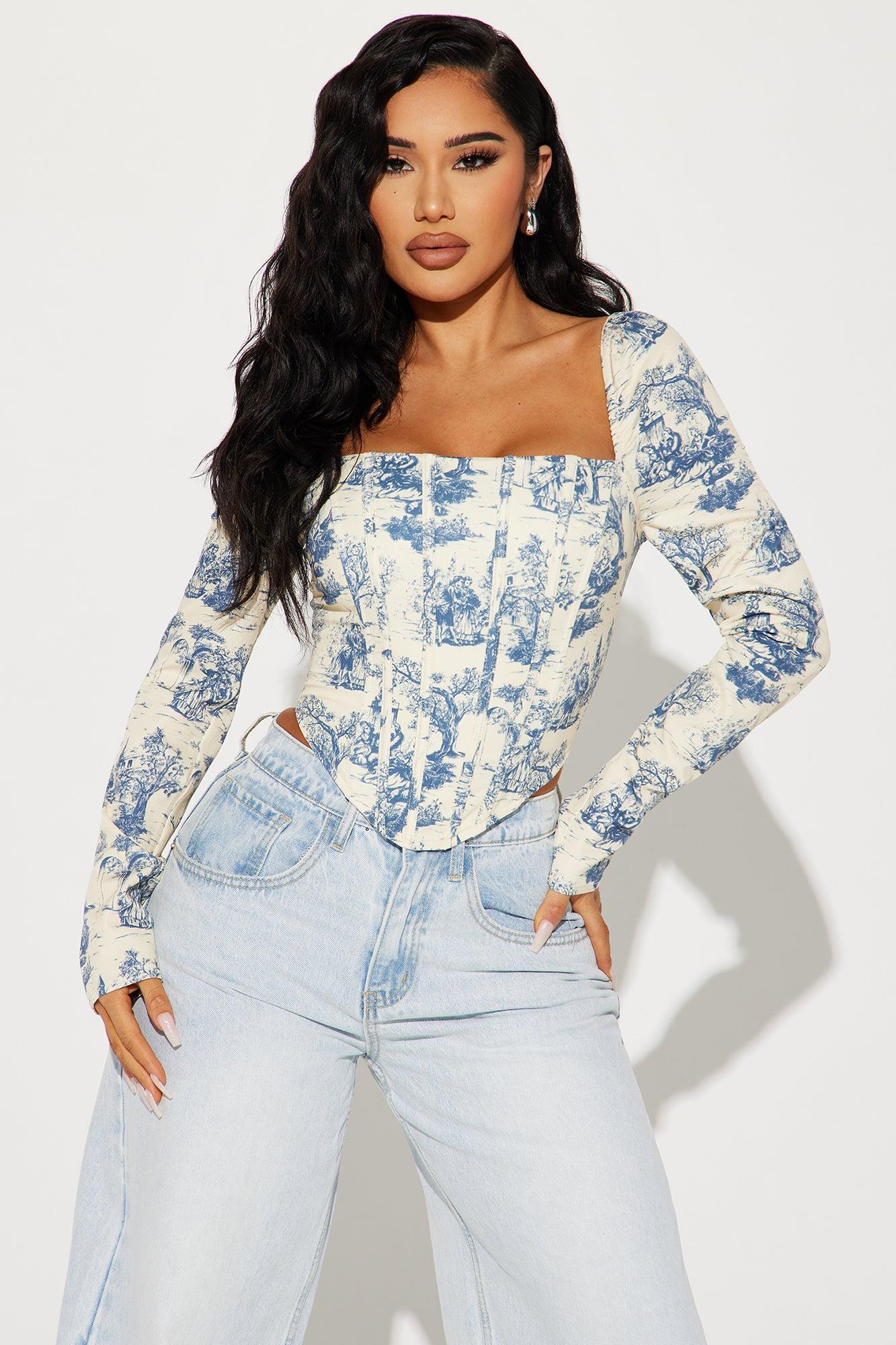 Simple Life Corset Top - Blue/combo Product Image