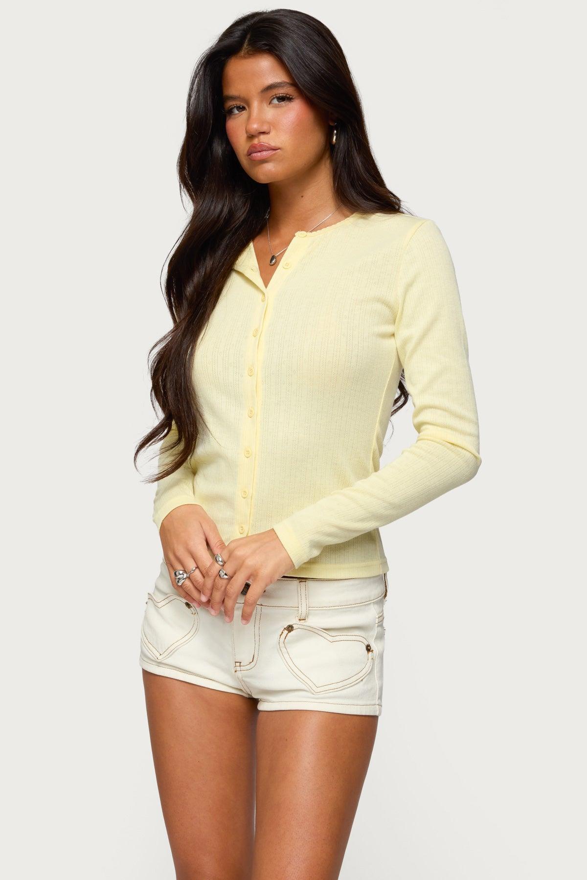 Maeva Button Up Pointelle Top Product Image