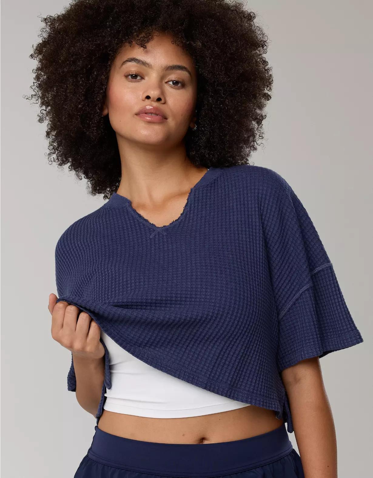 OFFLINE By Aerie Wow! Waffle Notch Neck T-Shirt Product Image