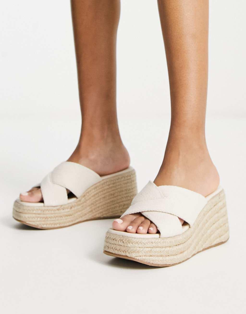 ASOS DESIGN Teddy 2 cross strap wedges Product Image