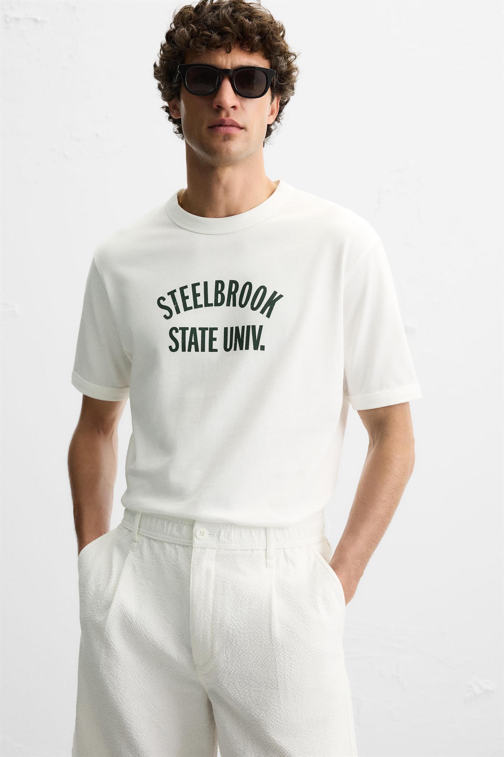 RIBBED TEXT T-SHIRT Product Image