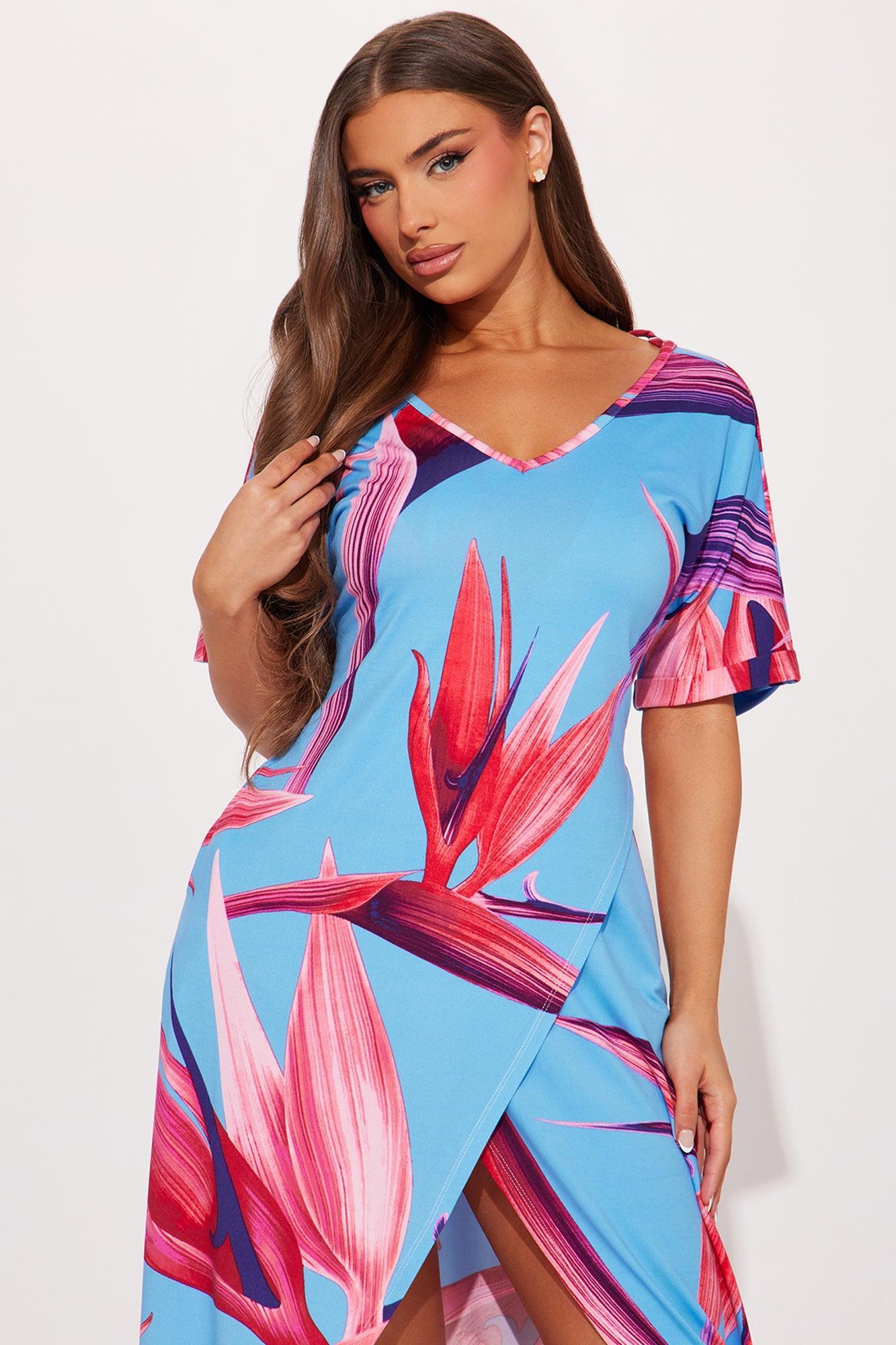 Analia Kaftan Maxi Dress - Blue/combo Product Image