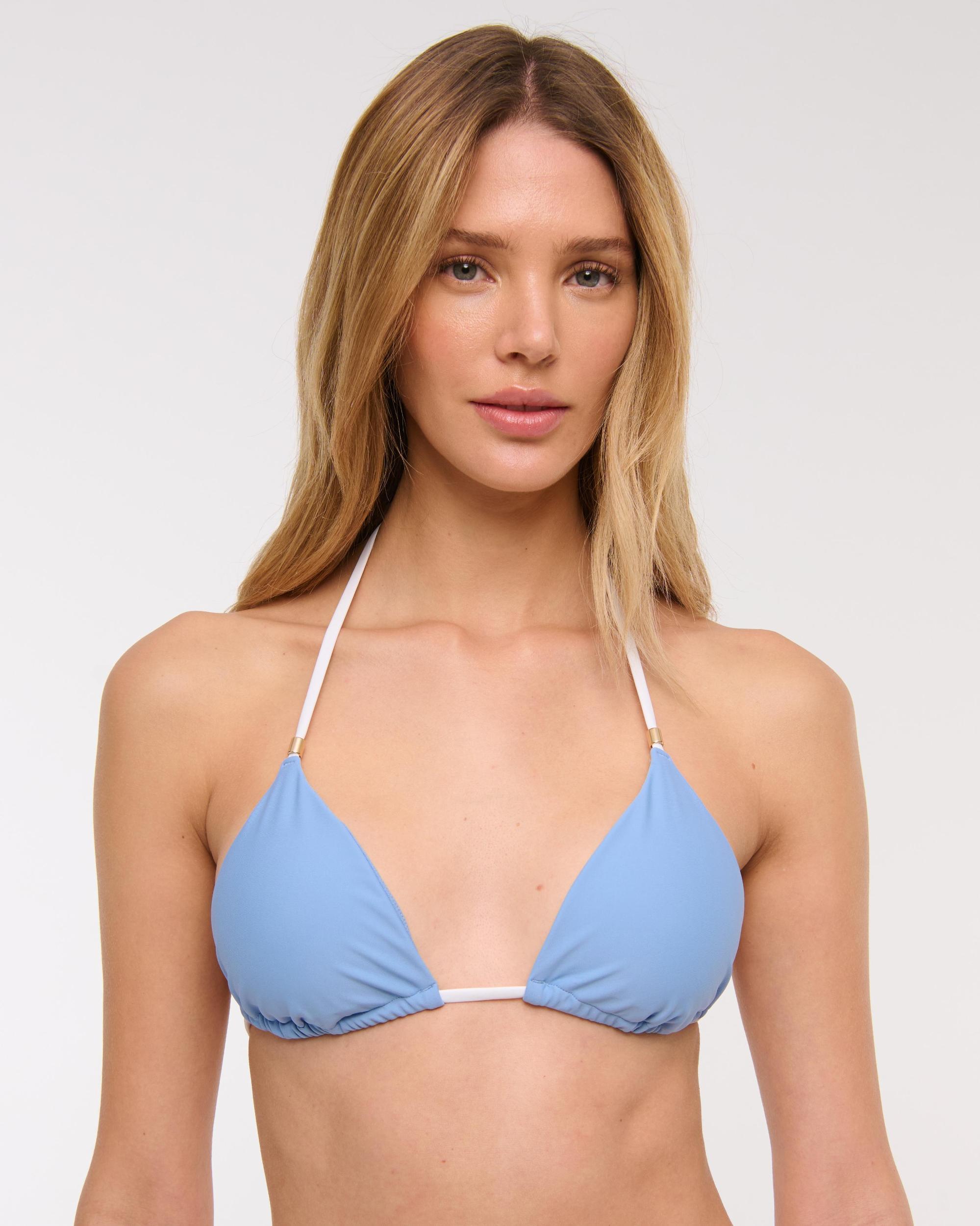 Beaded Halter String Triangle Bikini Top Product Image