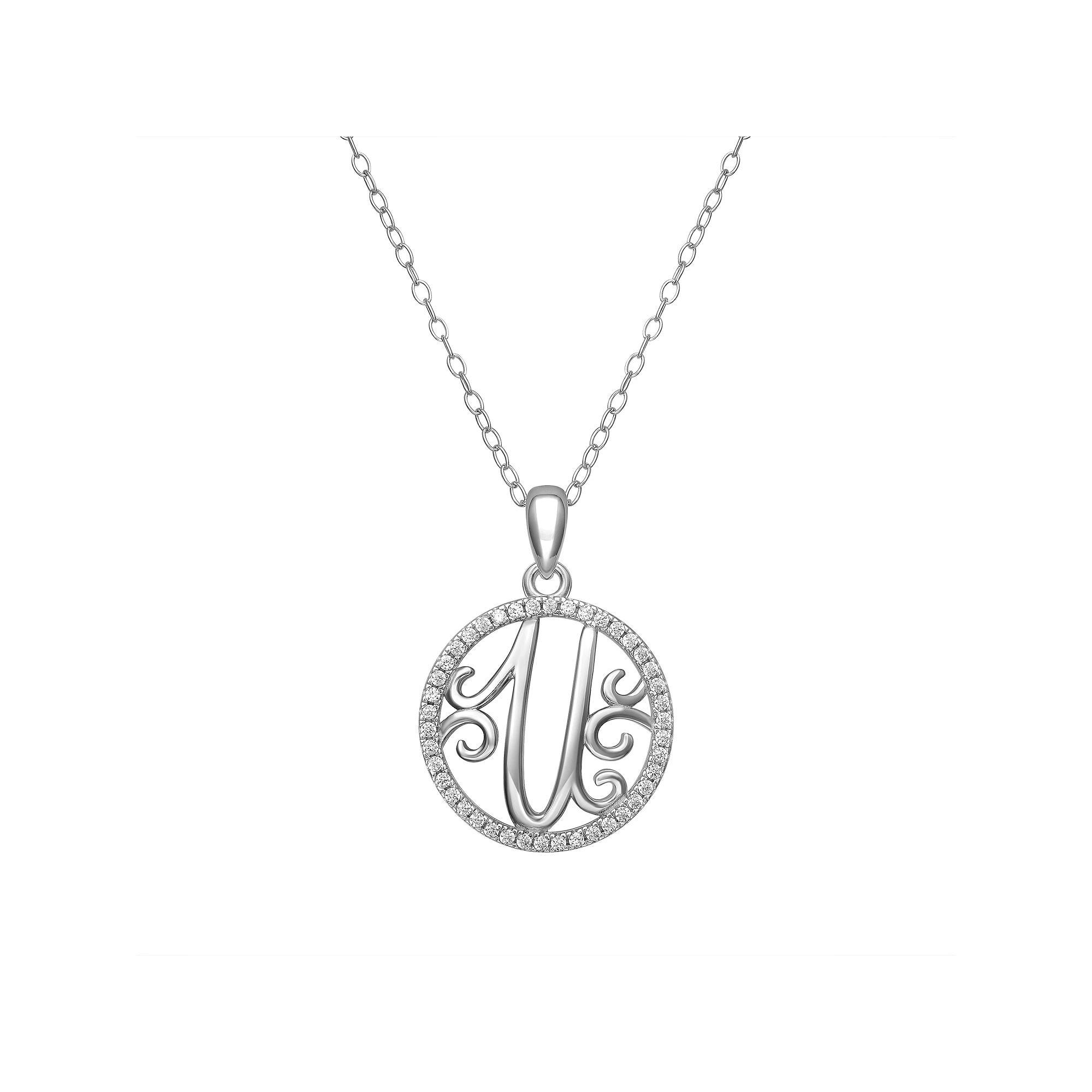 PRIMROSE Sterling Silver Cubic Zirconia Initial Pendant Necklace, Women's, Size: 18" Product Image