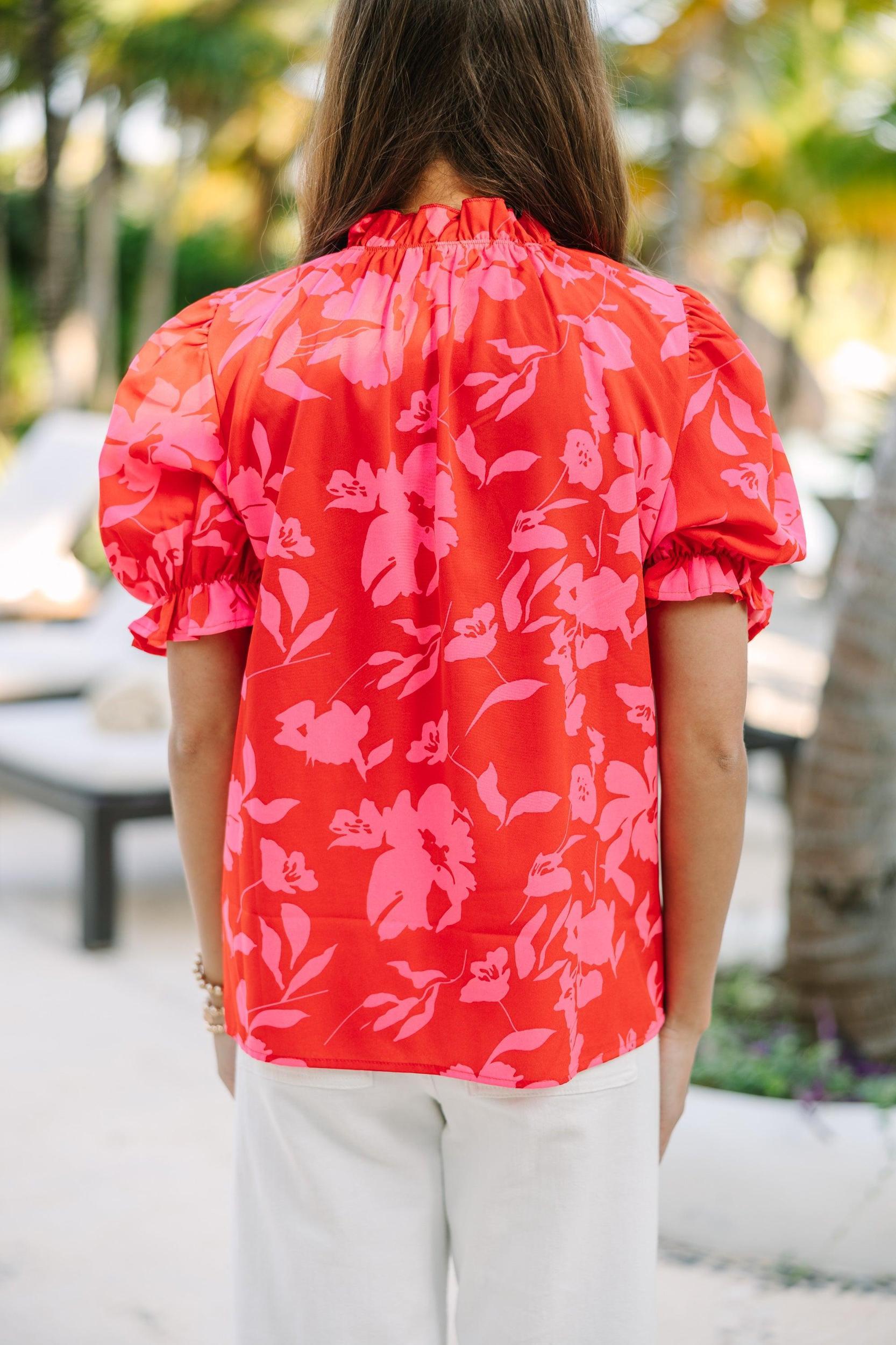Say You Love Me Red Floral Blouse Female Product Image