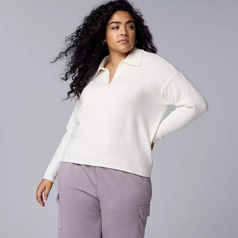 Plus Size Simply Vera Vera Wang Cashmere Blend Pullover Sweater, Womens White Milk Product Image