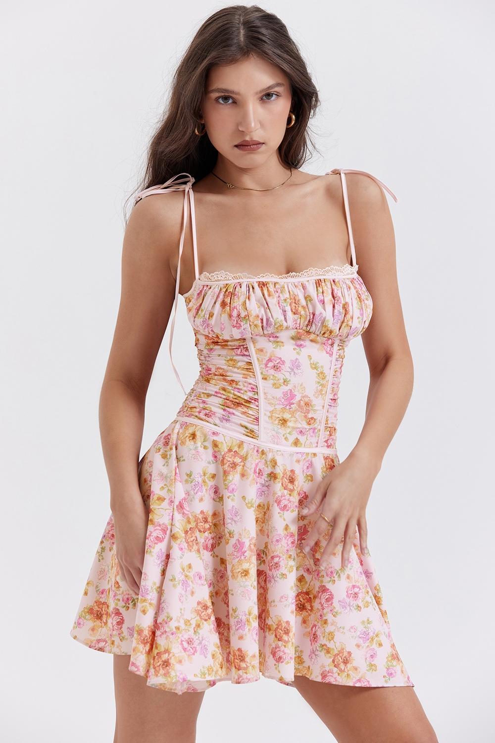 Alejandra Light Lavender Print Corset Dress Product Image