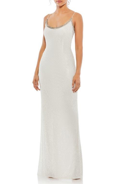 Womens Embellished Grid Sheath Slip Gown Product Image