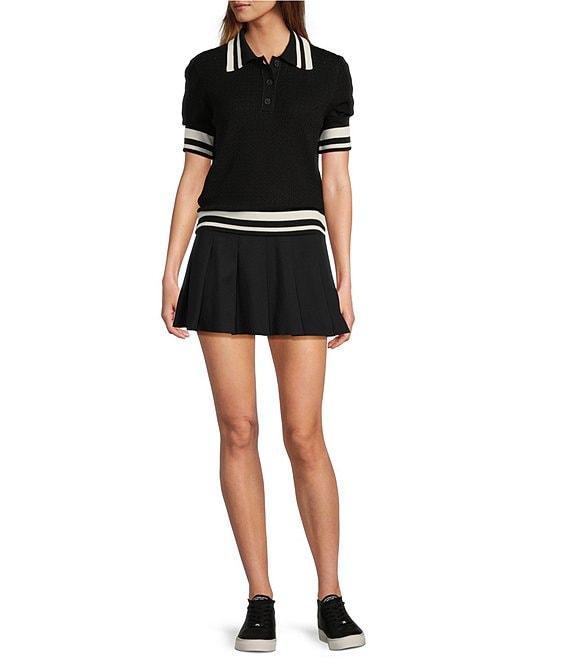Antonio Melani Active Pointelle Short Sleeve Polo Shirt Product Image