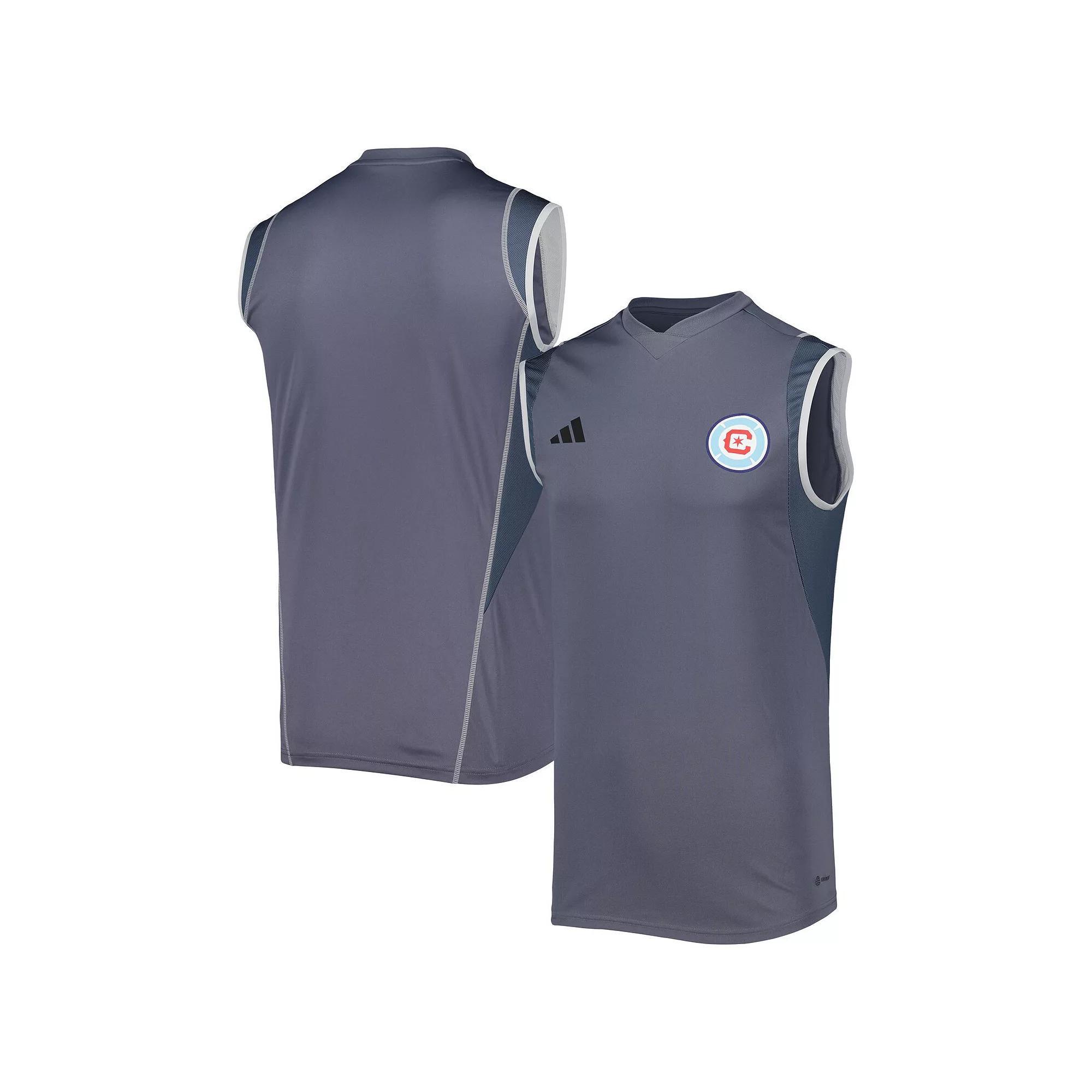 Mens adidas Gray Chicago Fire 2023 On-Field Sleeveless Training Jersey Product Image