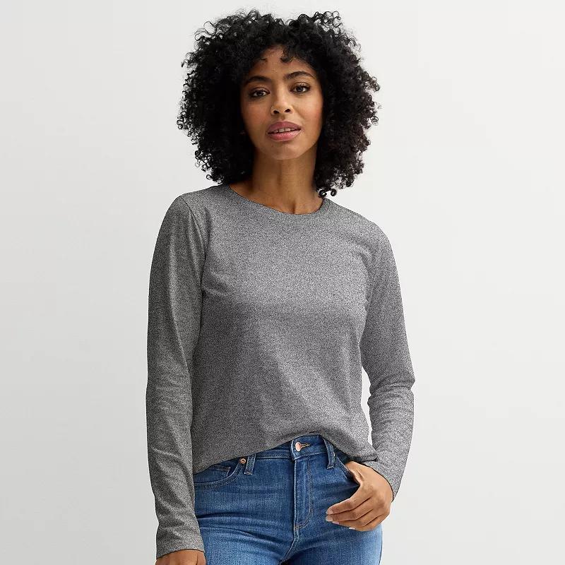 Women's Sonoma Goods For Life® Everyday Long Sleeve Crewneck Tee, Size: Medium, Grey Product Image