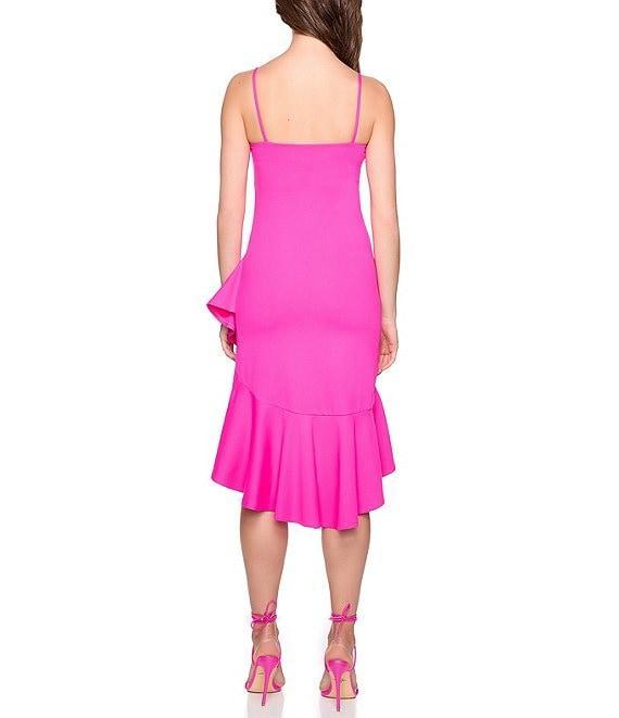 Susana Monaco Square Neck Ruffle Midi Bodycon Dress Product Image