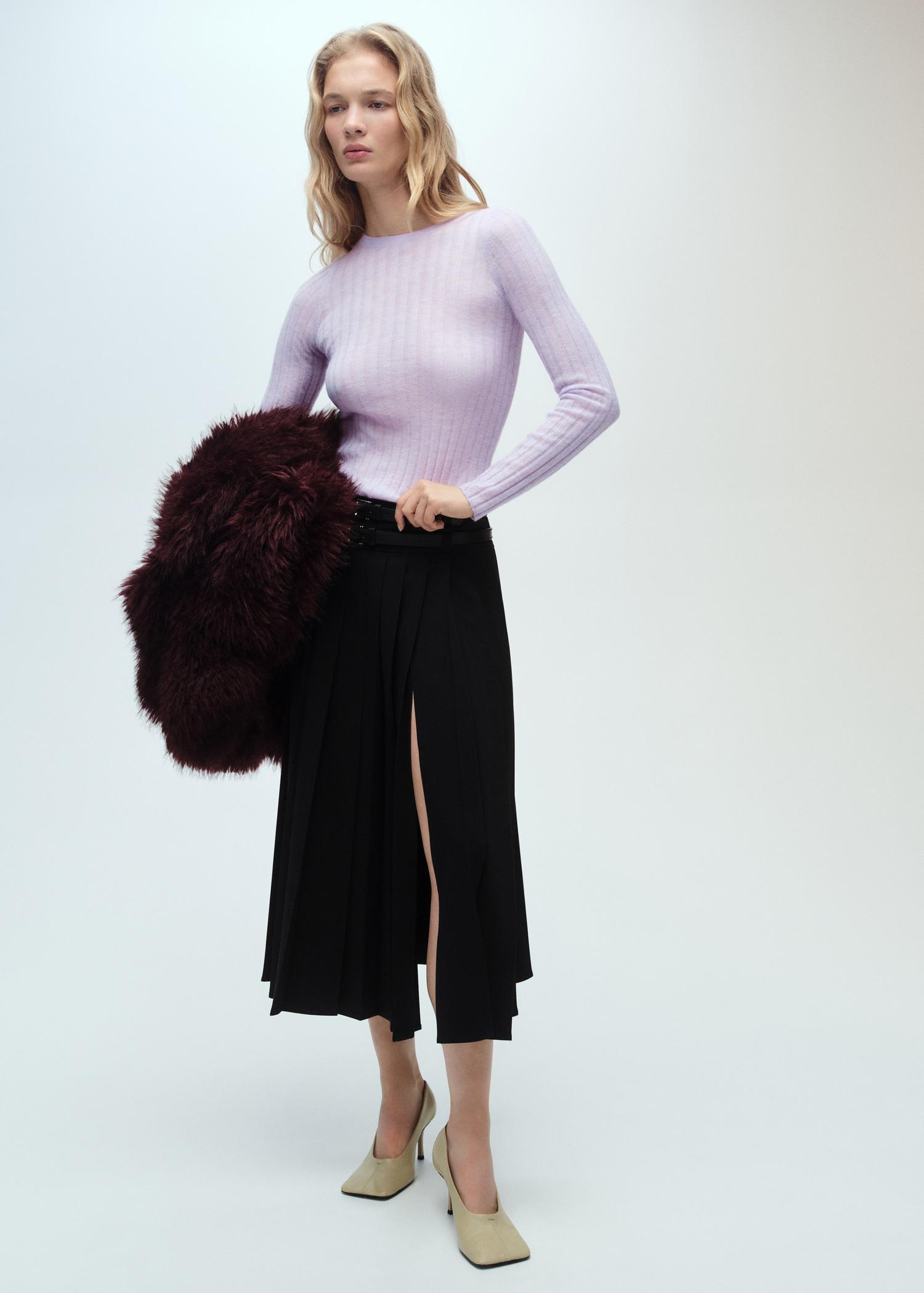 Ribbed round-neck sweater - Women | MANGO USA Product Image