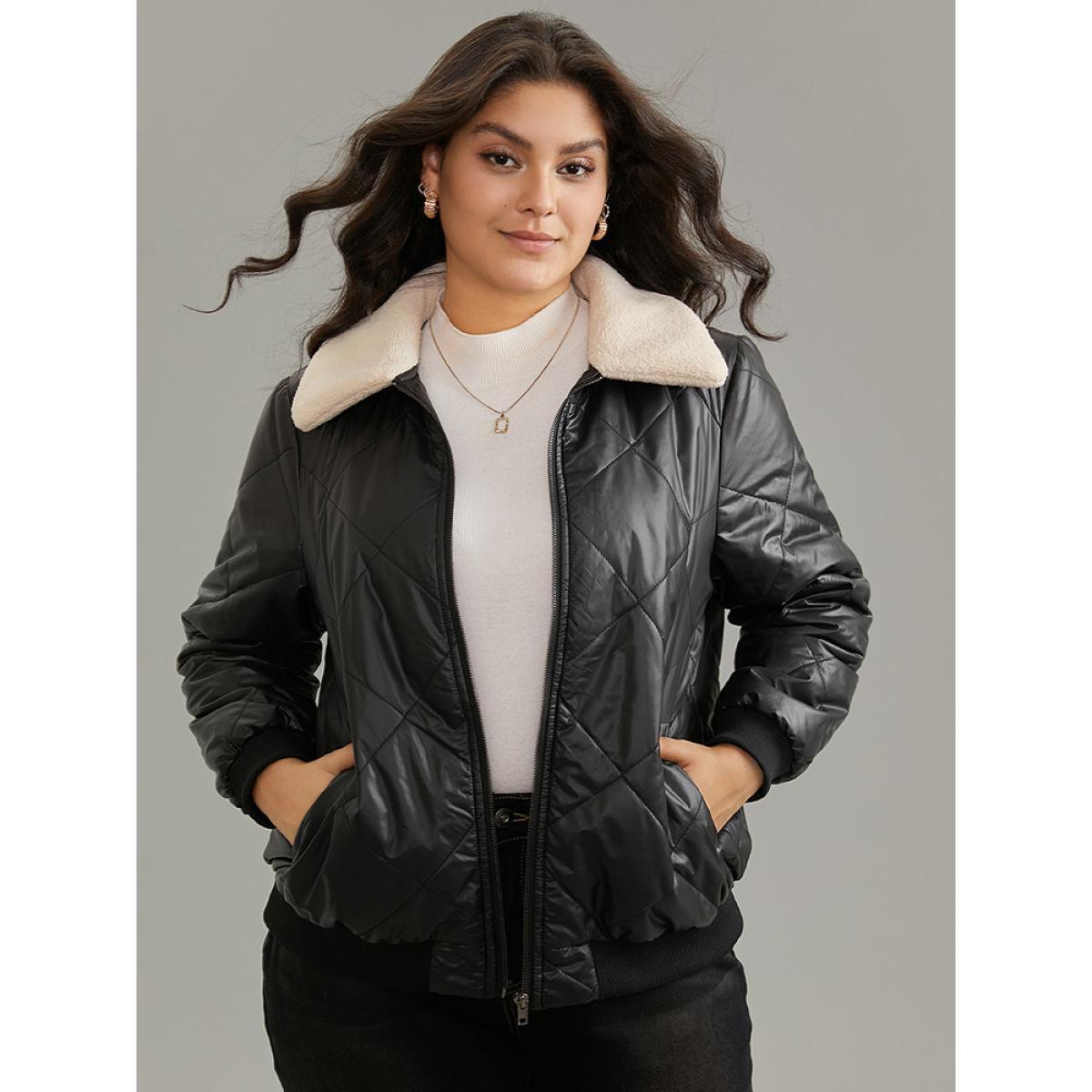 Plus Size Women Dailywear Plain Lined No stretch 22-24/3X Pocket Casual Cotton Jackets BloomChic Product Image