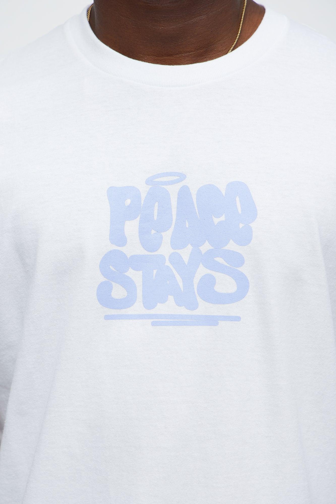 Peace Stays Oversized Short Sleeve Tee - White Product Image