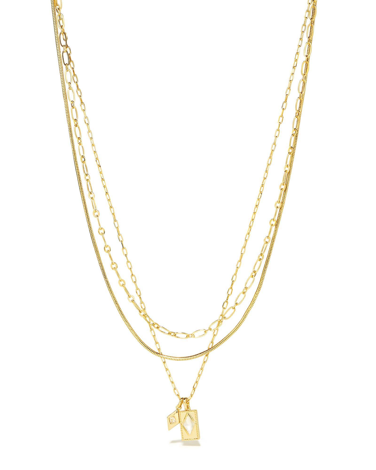 Kinsley Gold Multi Strand Necklace in Ivory Mother-of-Pearl Product Image
