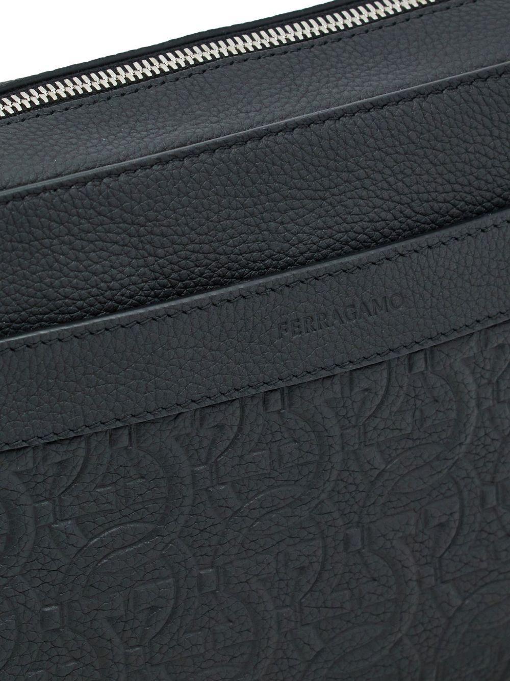 logo-embossed leather shoulder bag Product Image