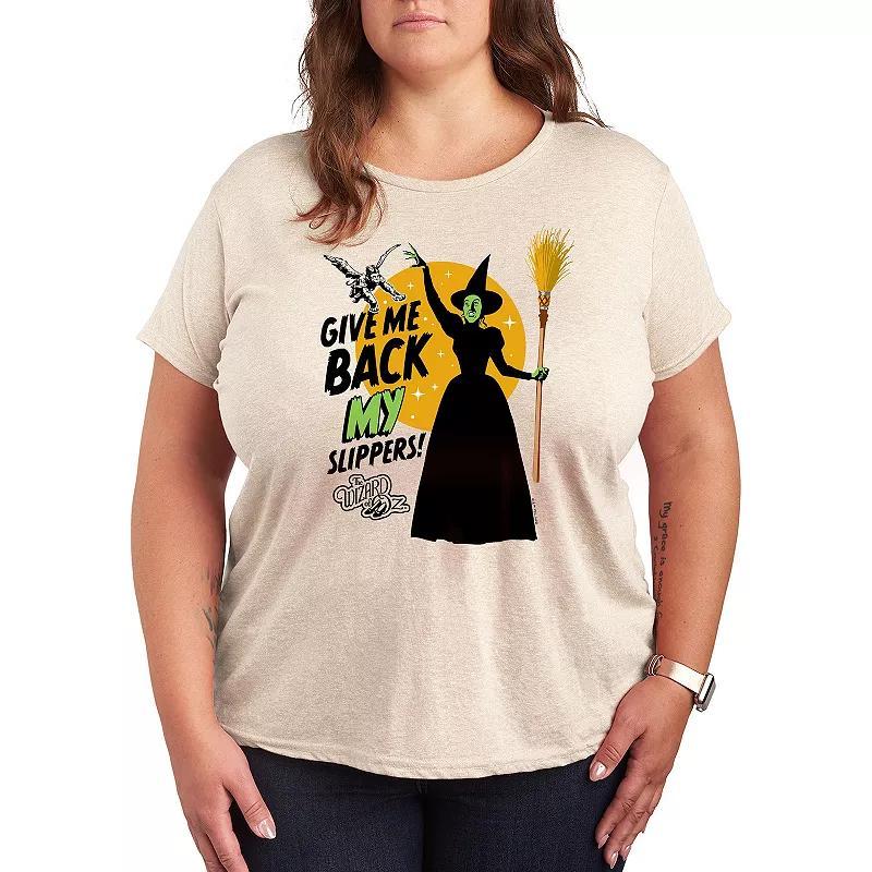 Plus The Wizard Of Oz Slippers Graphic Tee, Womens Grey Gray Product Image