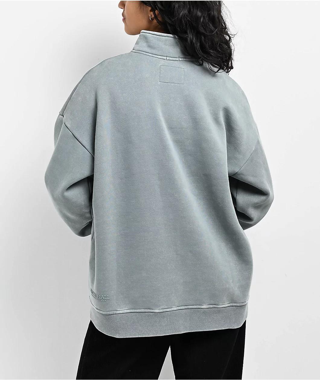 Ninth Hall Fundamentals Sheena Washed Lead Oversized Quarter Zip Sweatshirt Product Image