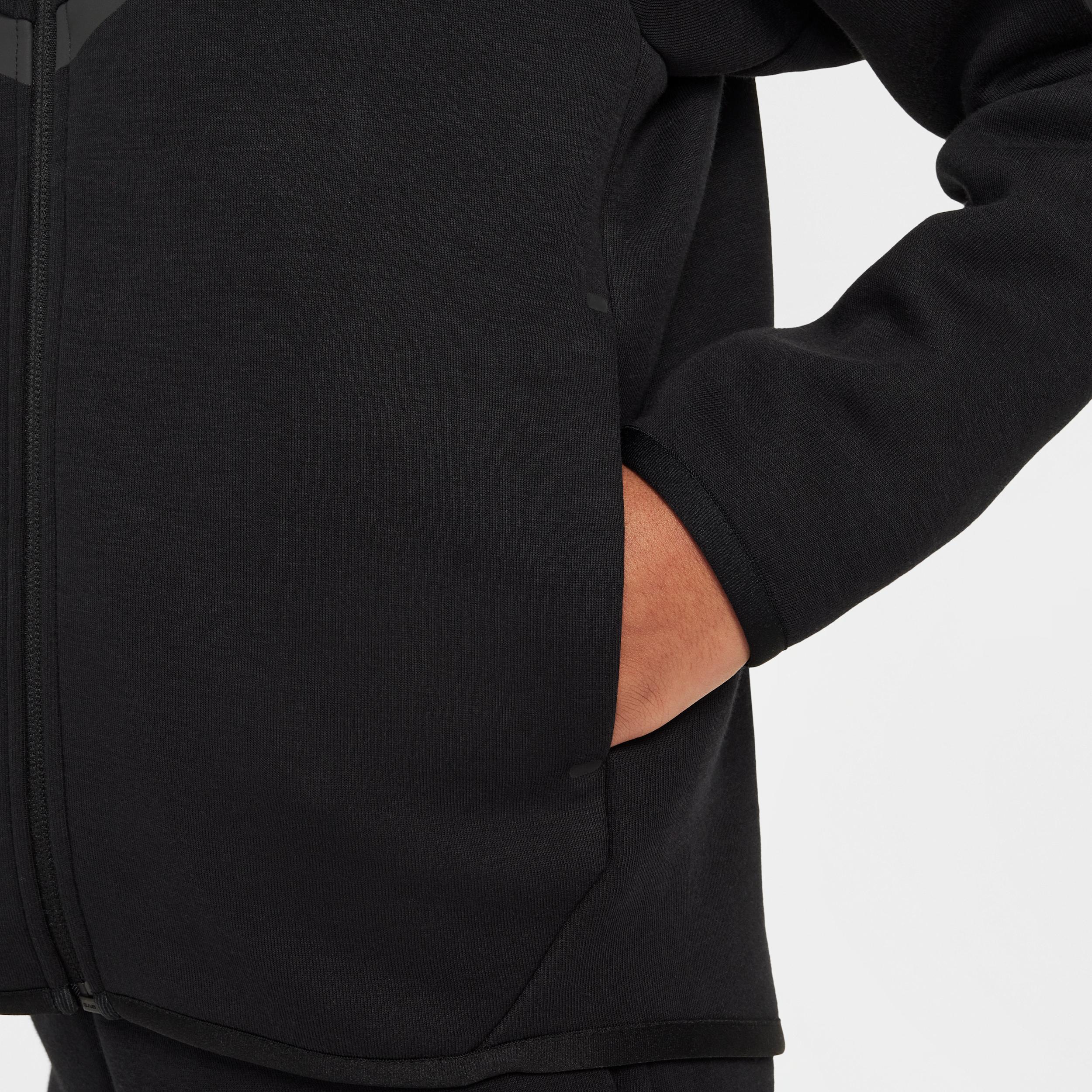 Nike Kids' Tech Fleece Full Zip Hoodie in Black/Black/Black/Black at Nordstrom, Size Xs Product Image