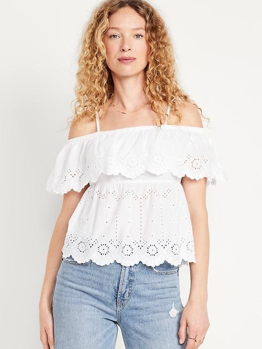 Off-Shoulder Cutwork Top Product Image