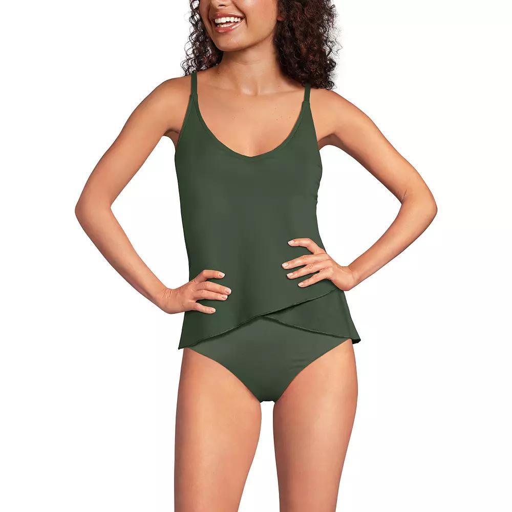 Women's Lands' End Chlorine Resistant Tulip Hem Tankini Swimsuit Top, Size: XL, Rich Olive Green Product Image